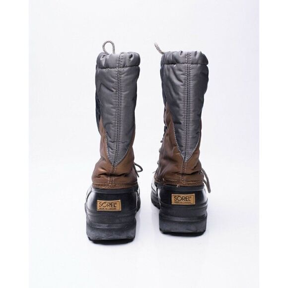 Vintage Sorel Mens Black Gold Gray Snow Boots Sz 9 10 Felt Lining Lace Up main image 4